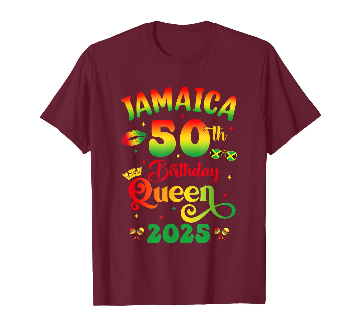 50Th Birthday Queen Jamaica Girl Matching Party 2025 T-Shirt