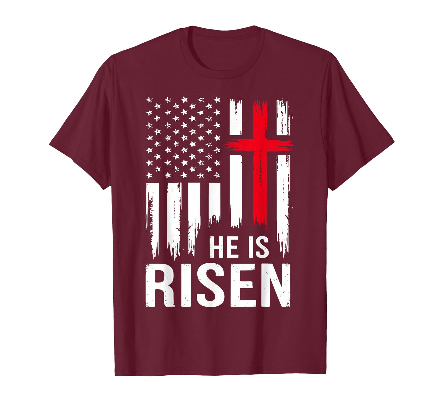 He is risen cross american vintage flag for christian easter T-Shirt