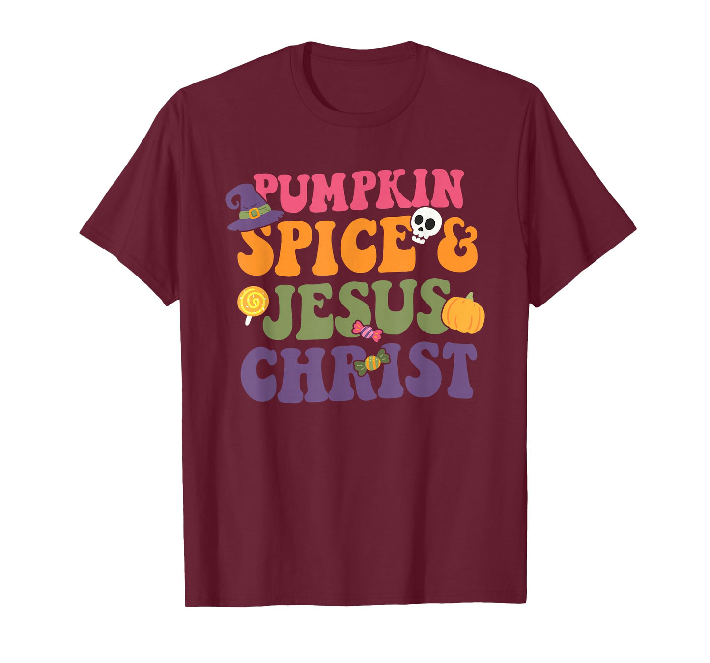 Pumpkin Spice & Je-sus Christ Funny Christian Halloween T-Shirt