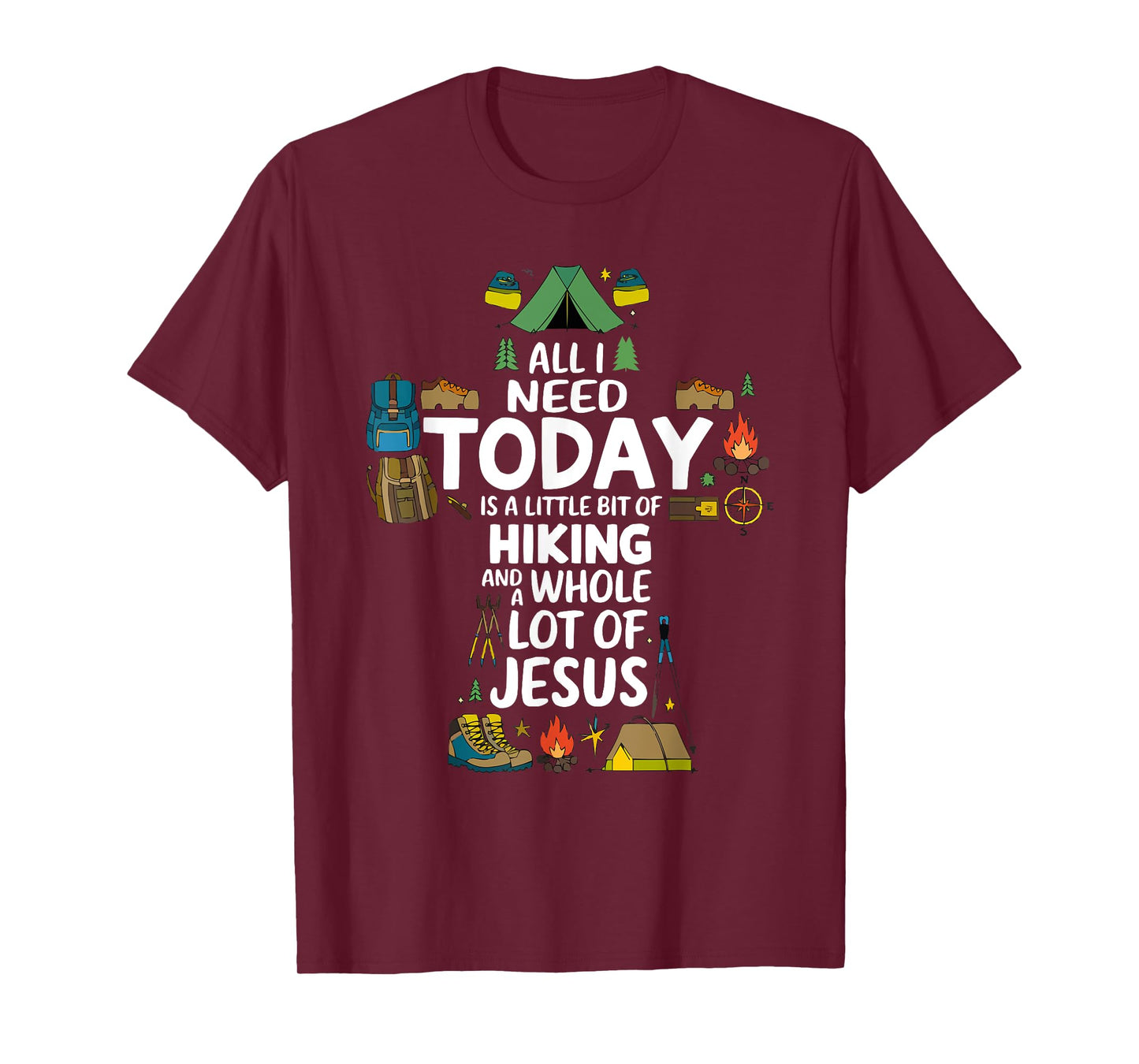 Hiking Jesus Christ Religion Christian Hiker Christianity T-Shirt