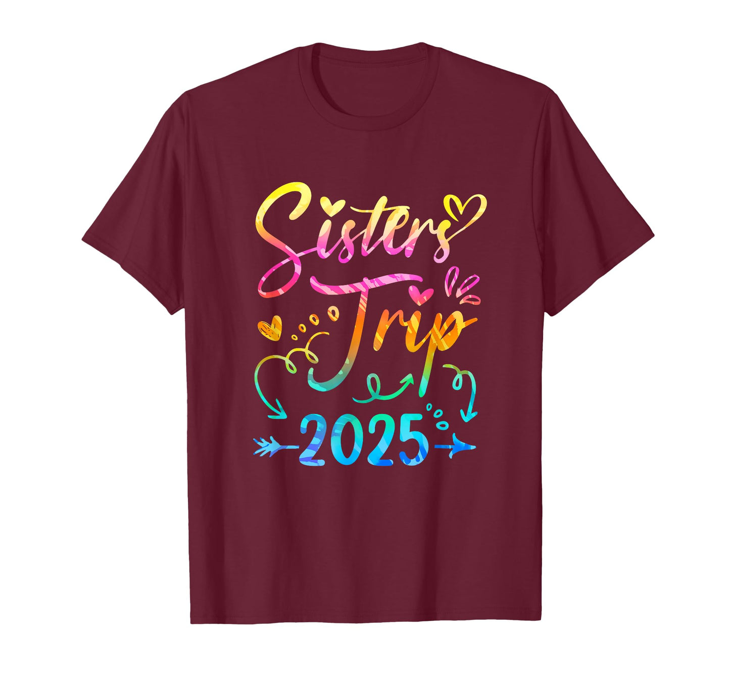 Sister's Road Trip 2025 Tie Dye Cute Sisters Weekend Trip T-Shirt