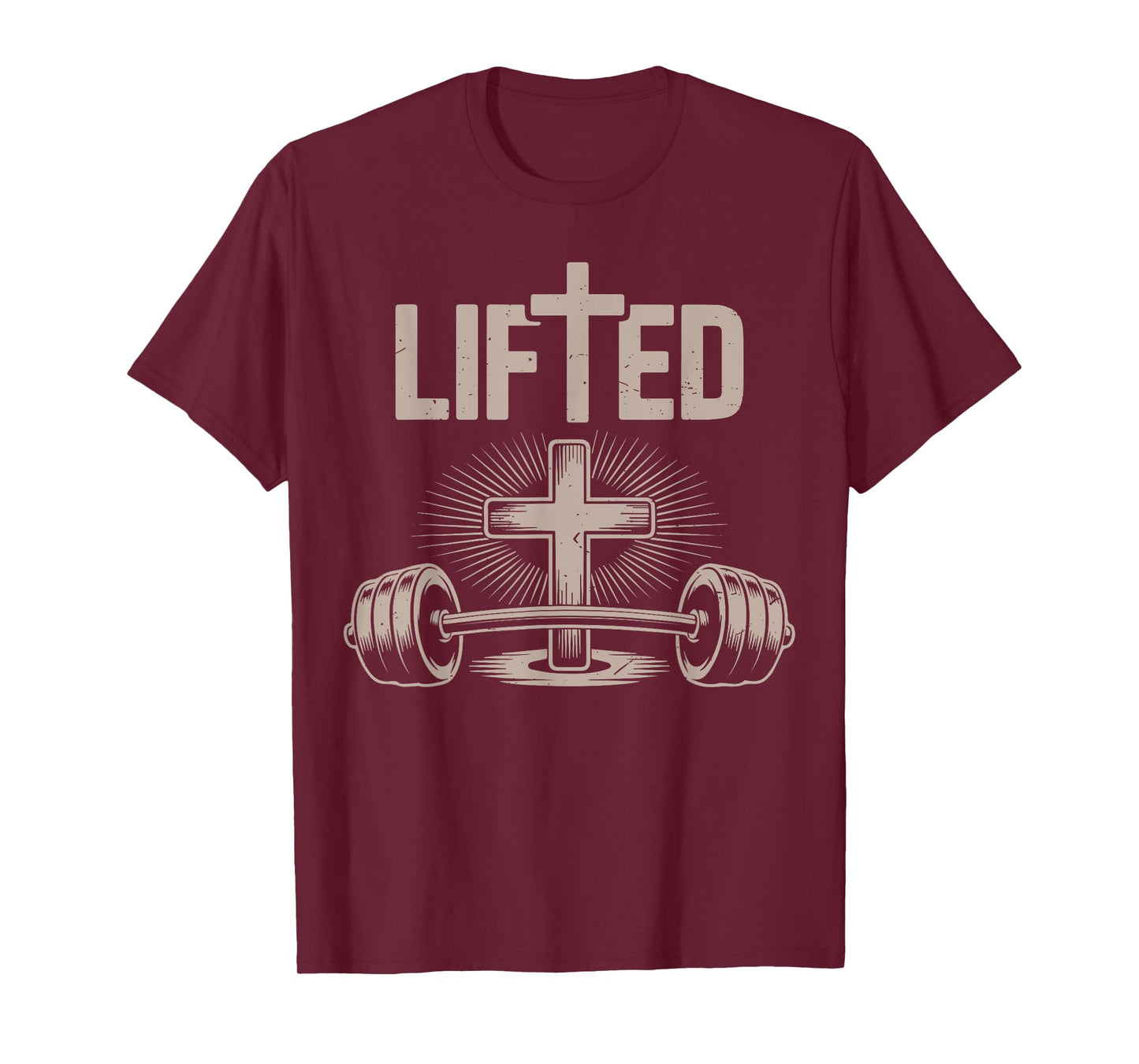 Lifted Funny Christian Workout Gym Jesus Weightlifting Cross T-Shirt