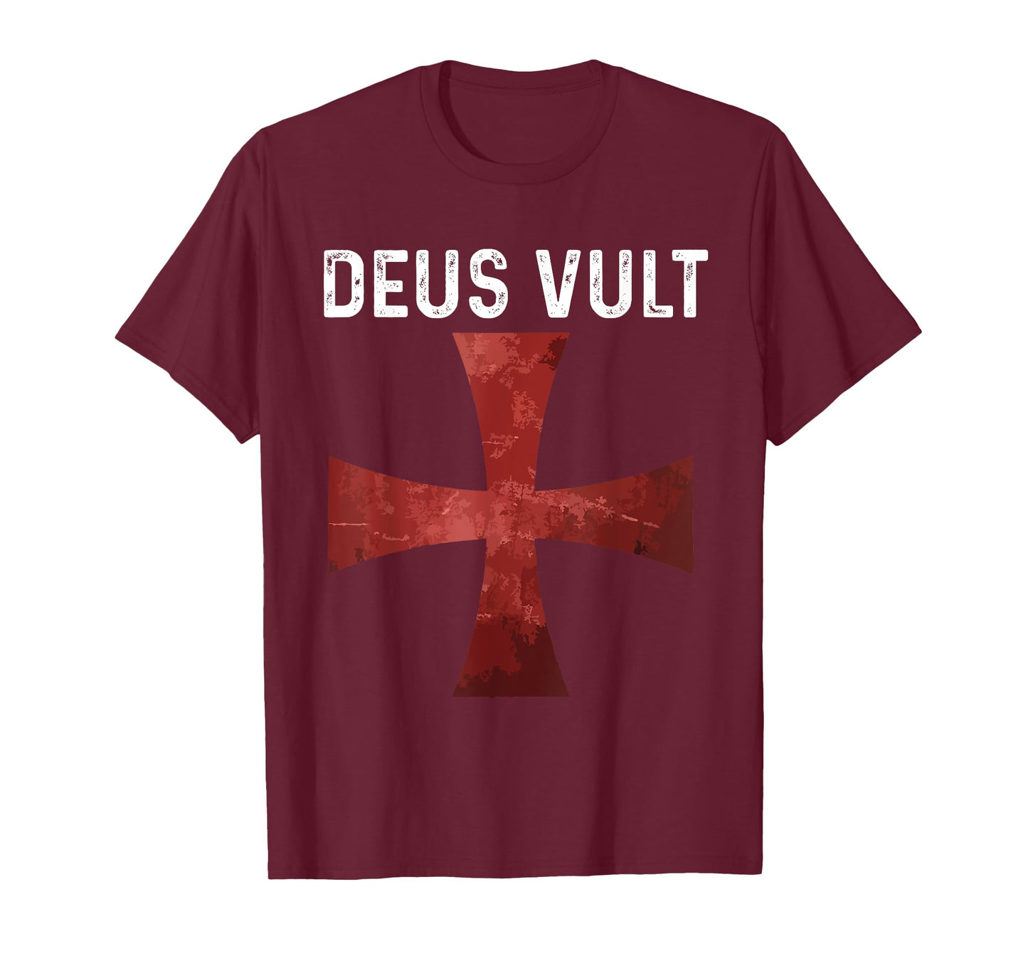 Deus Vult - Catholic Crusader Templar Knight - Scarlet Cross T-Shirt