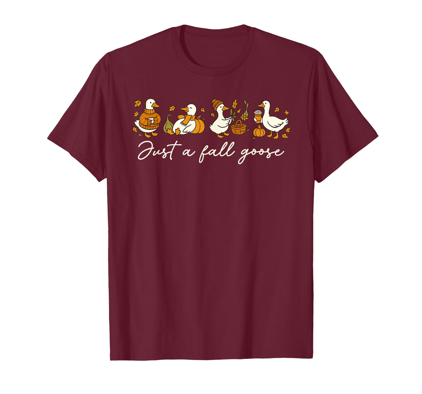 Just A Cozy Goose Fall Vibes Autumn Pumpkin Funny Cozy Goose T-Shirt