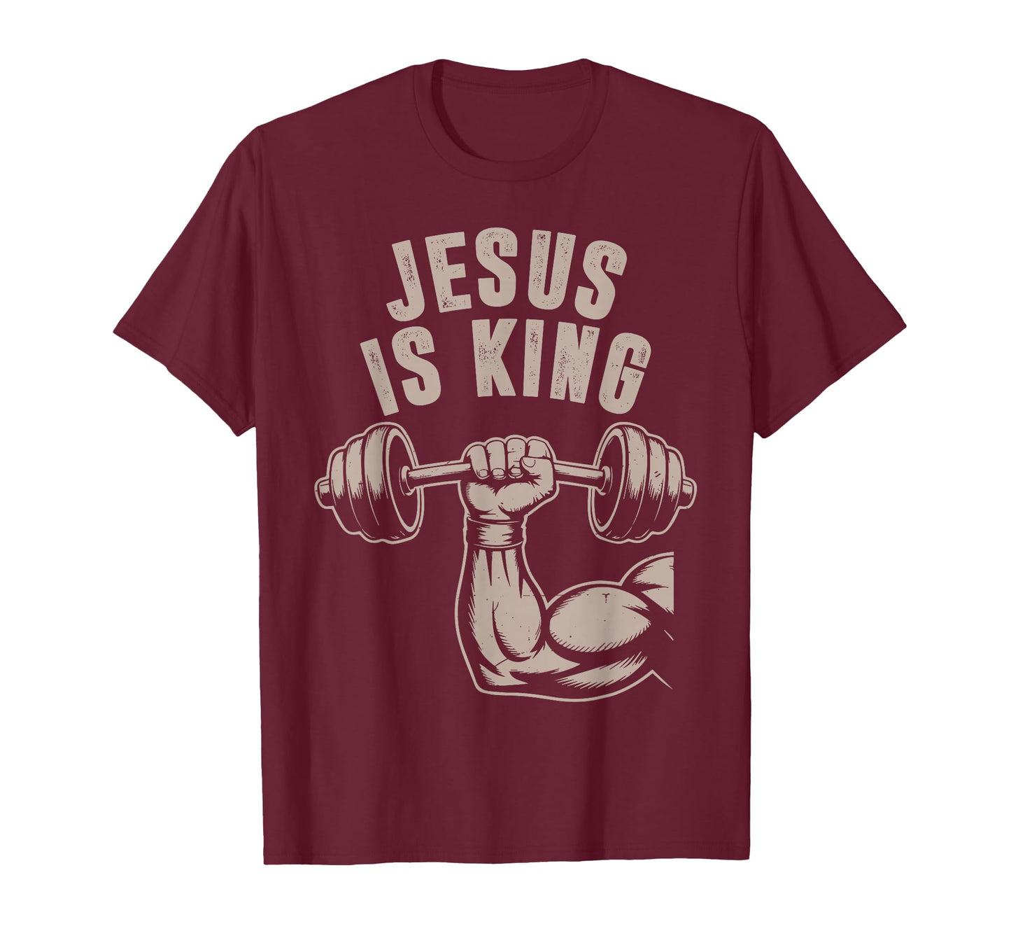 Jesus is King Barbell Cross Funny Christian Workout Gym Men T-Shirt