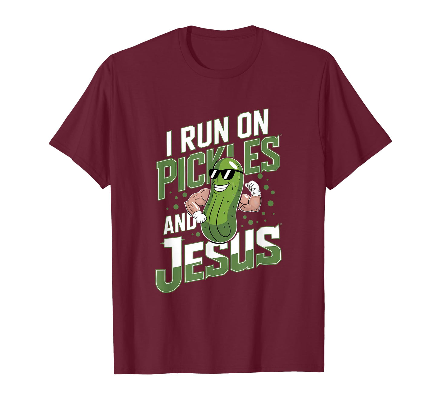 Funny Pickle Cucumber I Run on Pickles and Jesus T-Shirt