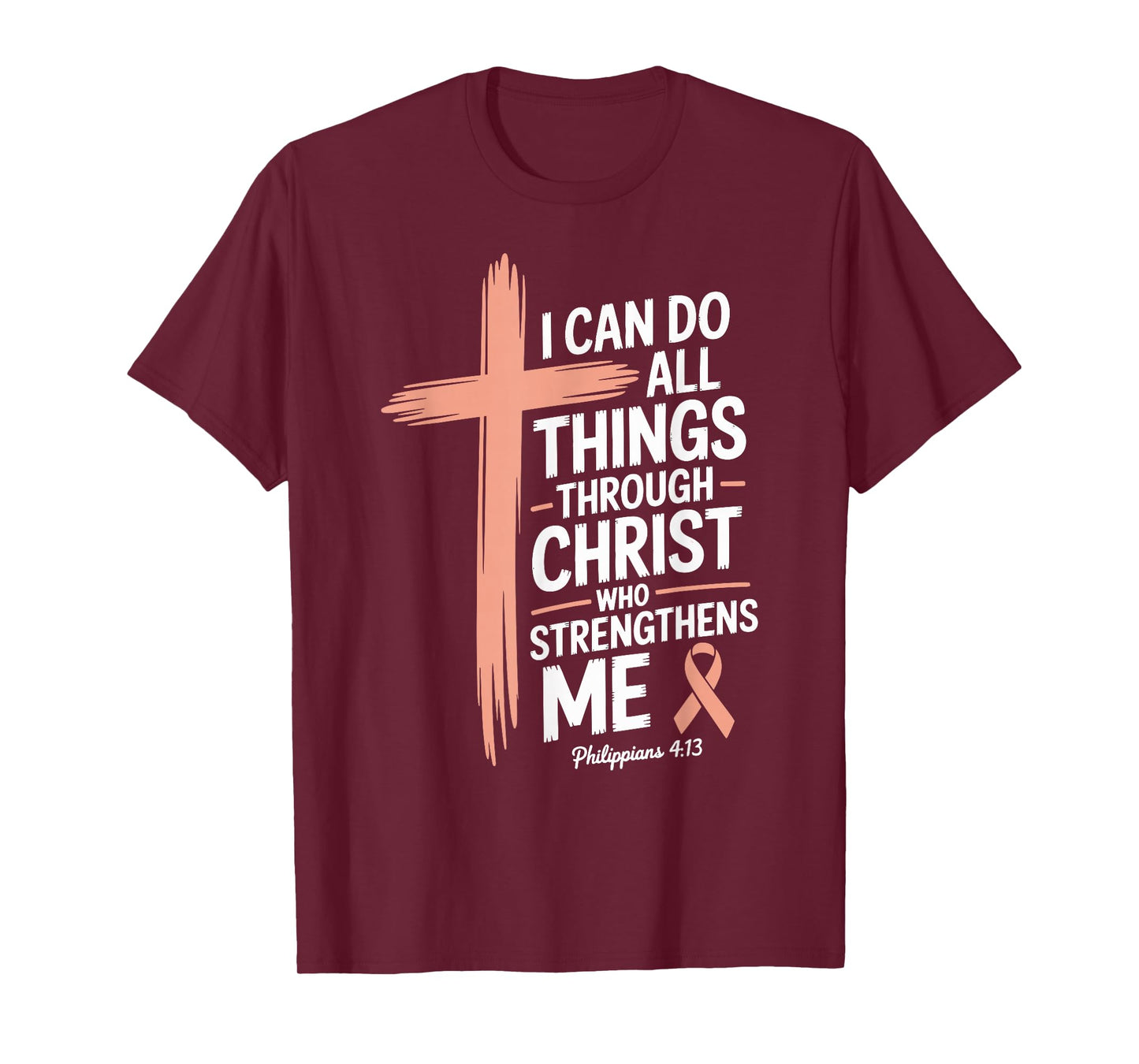 Things Through Christ Pink Ribbon Breast Cancer Christian T-Shirt