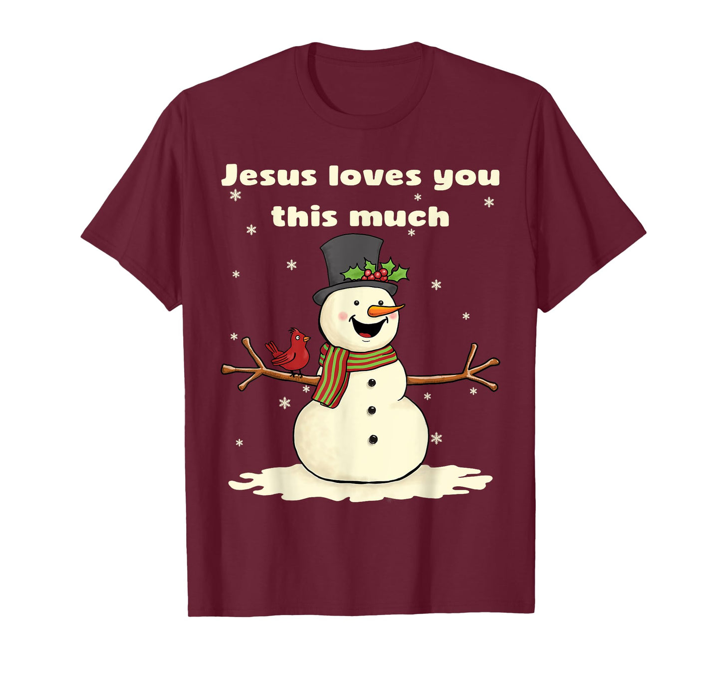Cute Christian Christmas Snowman Jesus Loves You T-Shirt
