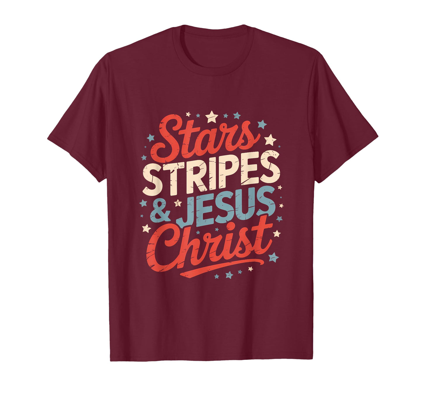 Stars & Stripes Jesus Christ 4th Of July Religious Christian T-Shirt