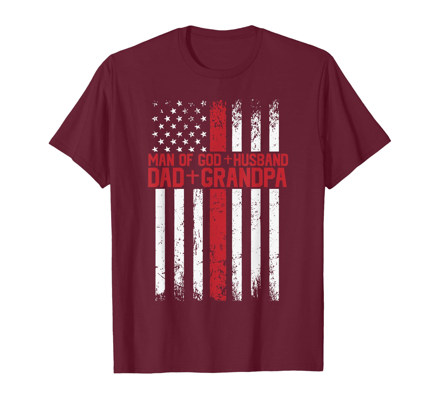 Cross American Flag Man Of God Husband Dad Grandpa Christian T-Shirt
