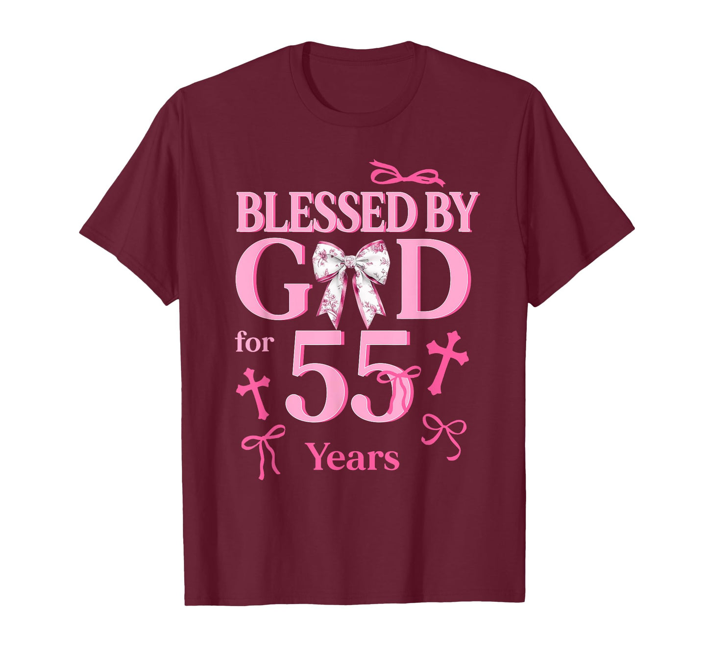 Blessed By God For 55 Years Old Woman 55th Birthday Coquette T-Shirt