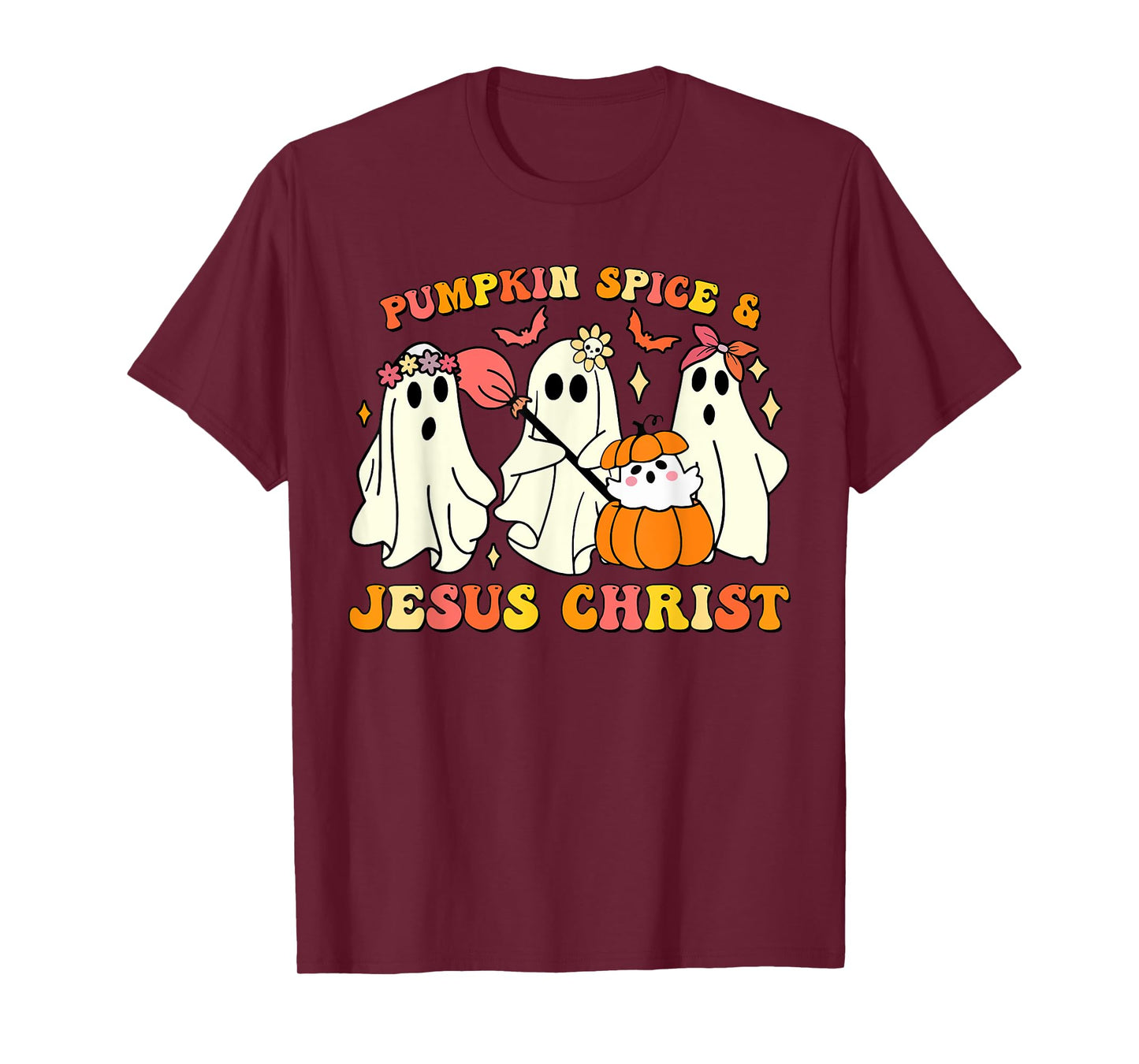 Pumpkin Spice and Jesus Christ Halloween Ghosts T-Shirt