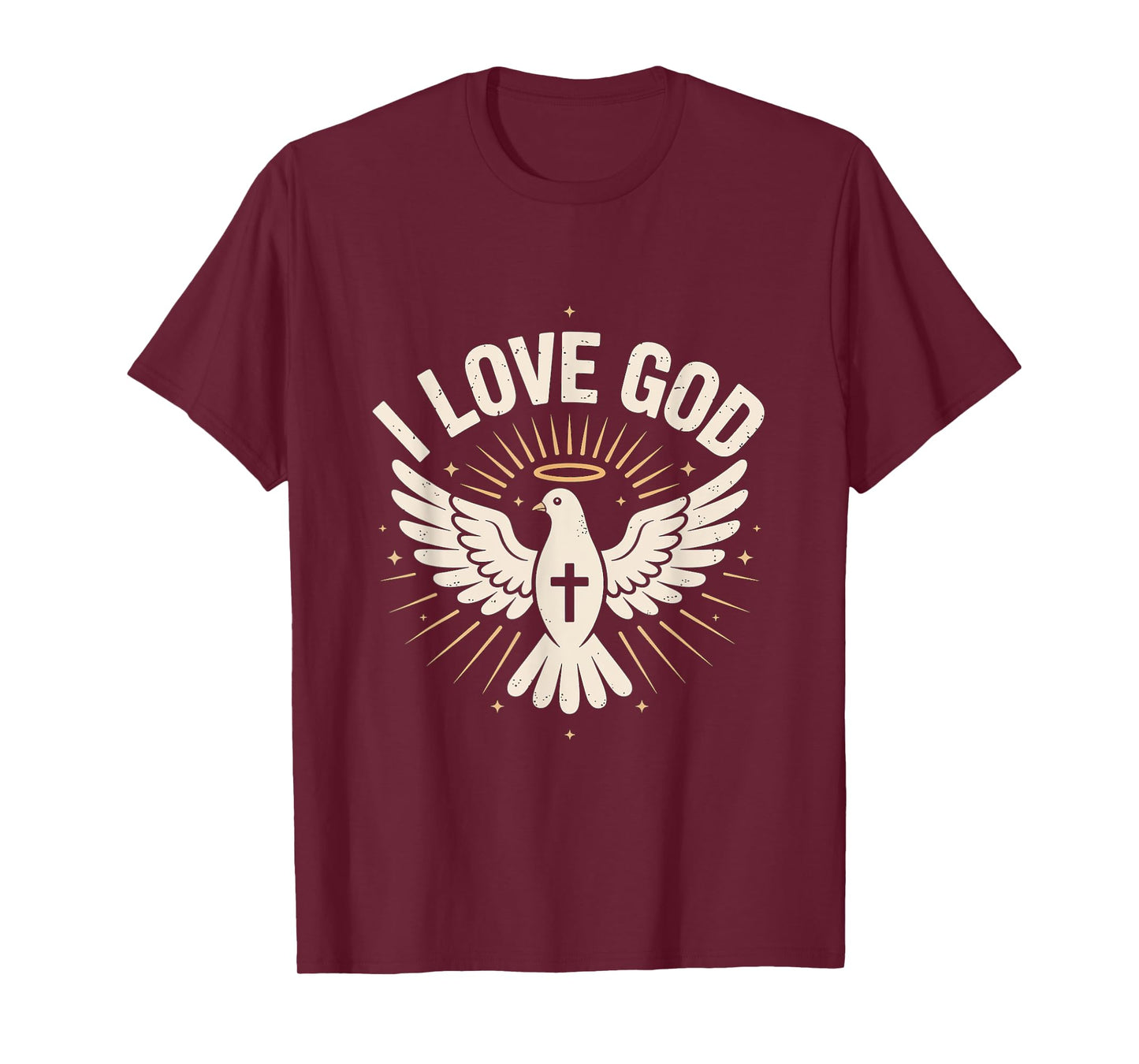 I Love God Dove Cross Christian Message T-Shirt