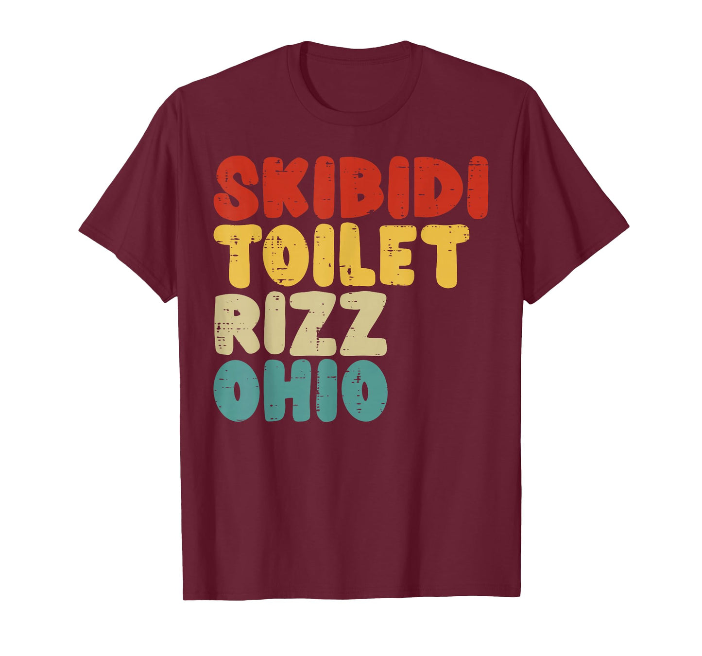 Skibidi Rizz Ohio Toilet Retro Funny Saying Men Boys Kids T-Shirt