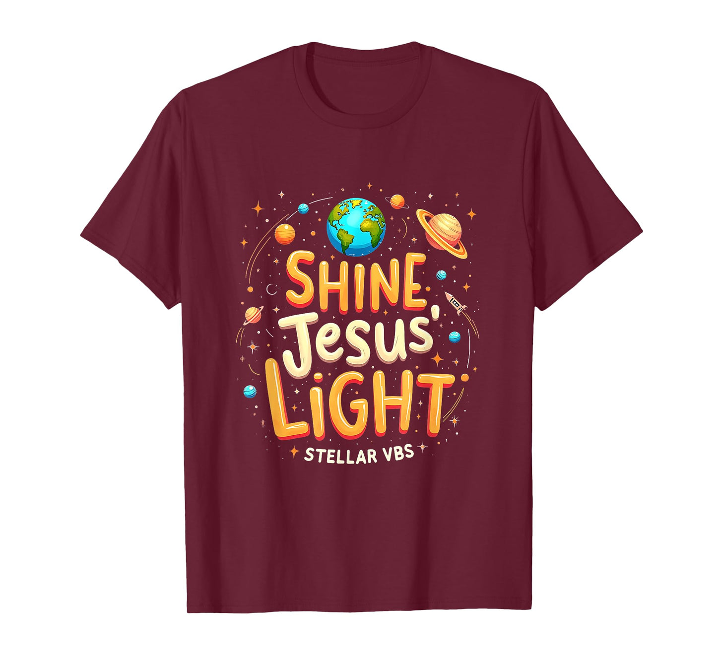 Shine Jesus Light Stellar VBS Christian Astronaut Space T-Shirt