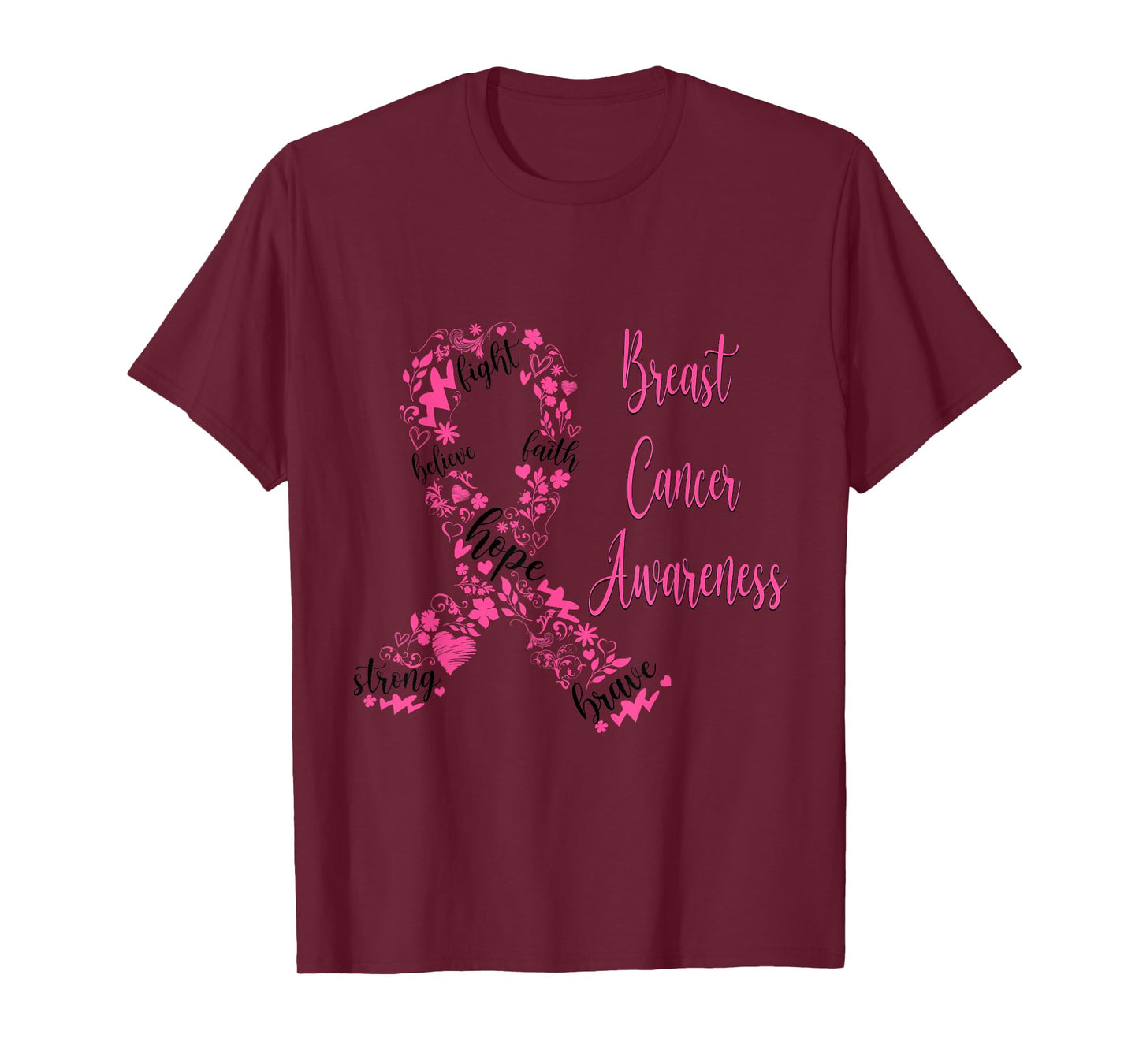 Faith Hope Breast Cancer Aware Pink Ribbon Christian Pajama T-Shirt