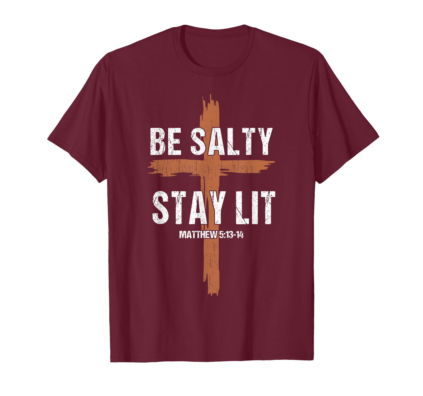 Men Christian-Shirt Be Salty Stay Lit Religious Cross Jesus T-Shirt