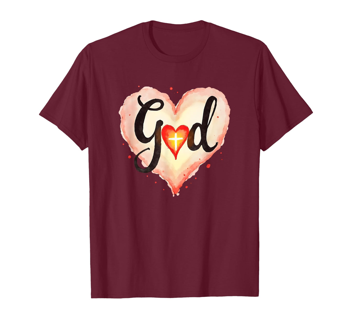 God Heart Cross Christian Faith Inspirational Love Of Jesus T-Shirt