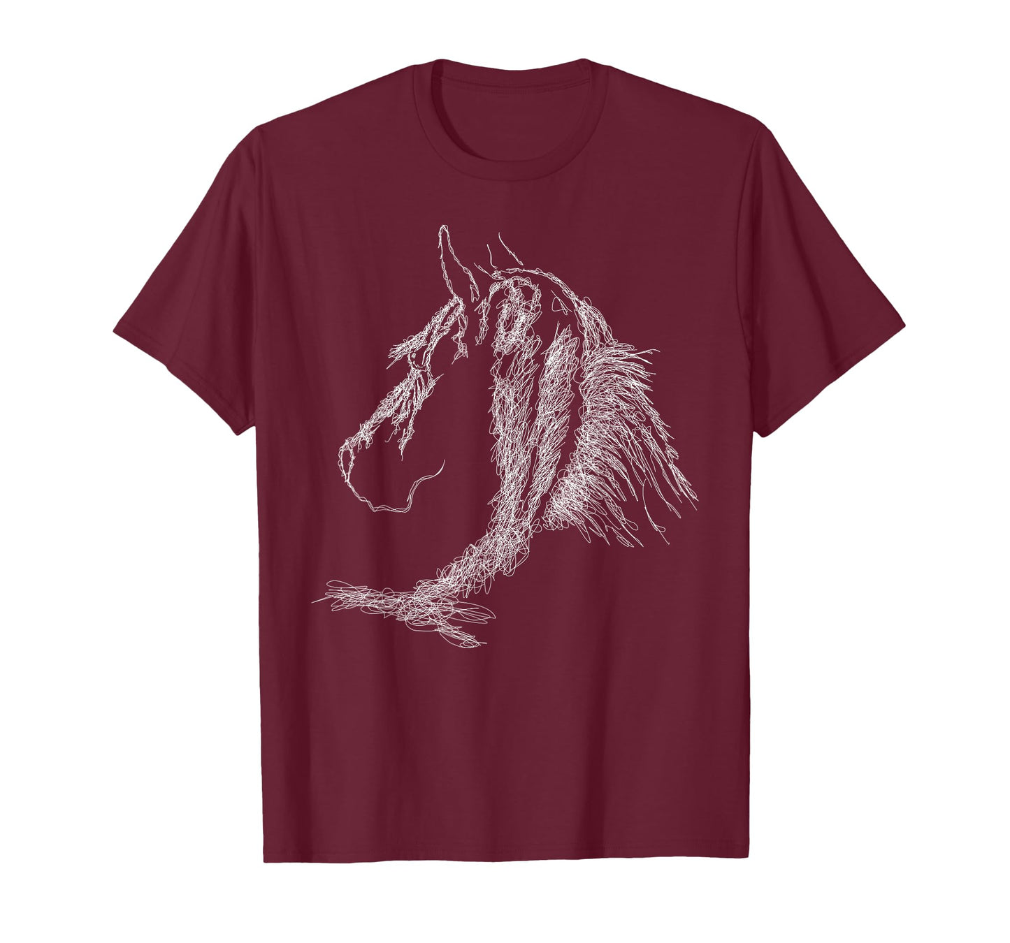horse head scribble black art face for lover horses taming T-Shirt