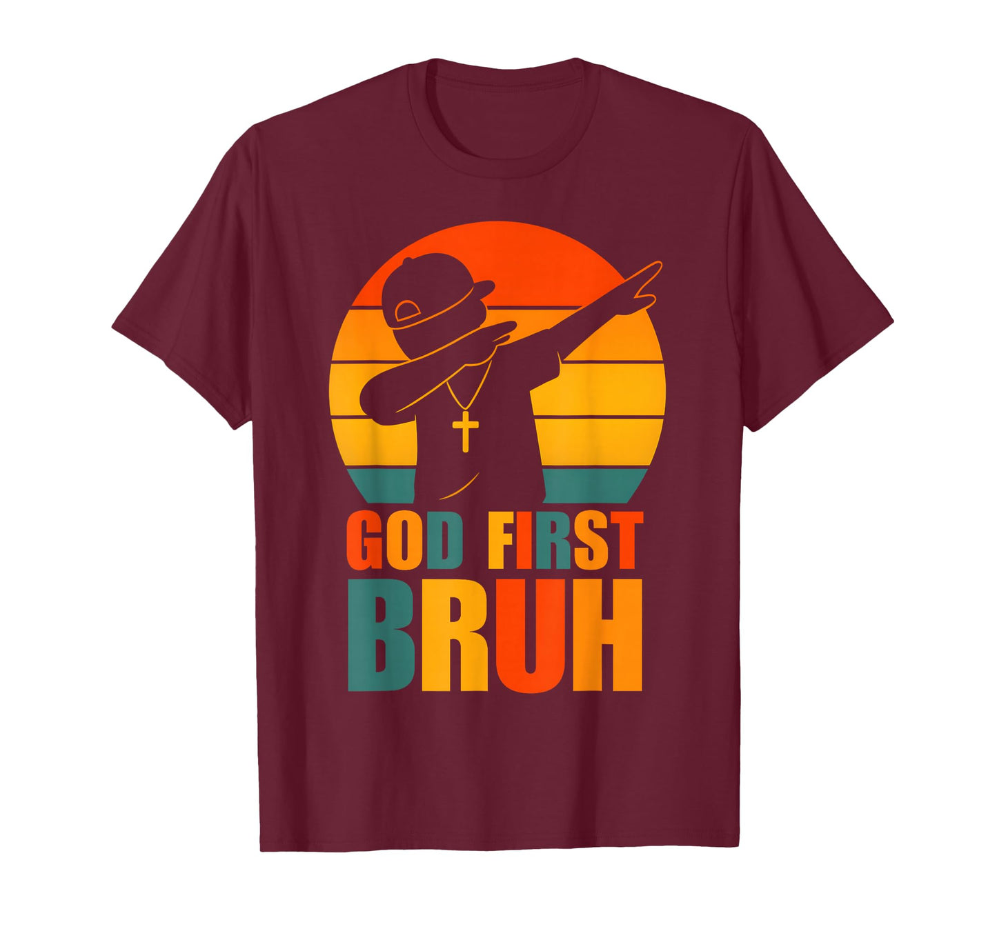 God First Bruh Dabbing Boy Christian Retro Kids Boys Saying T-Shirt