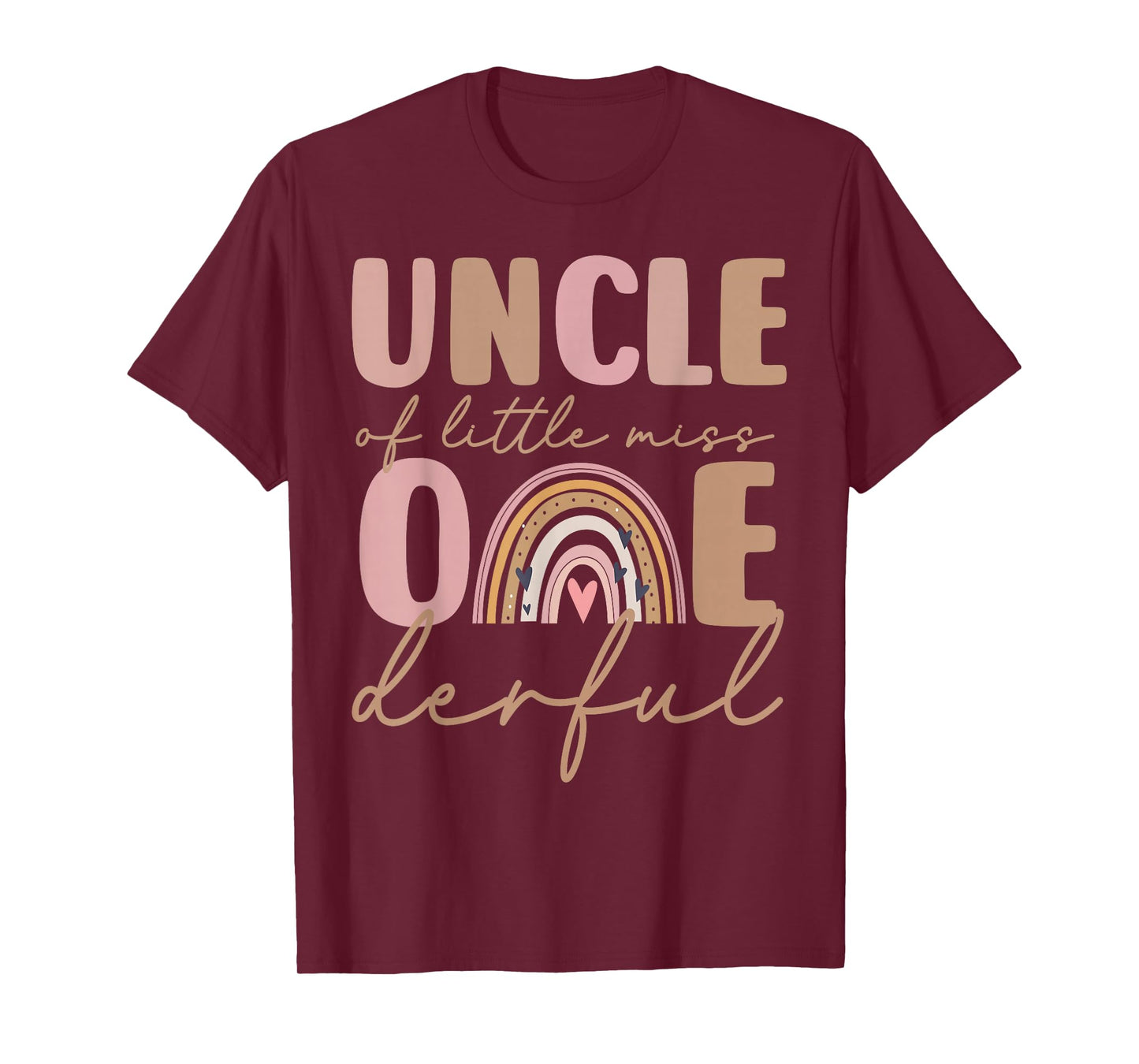 Uncle of Little Miss Onederful First Birthday Boho Rainbow T-Shirt