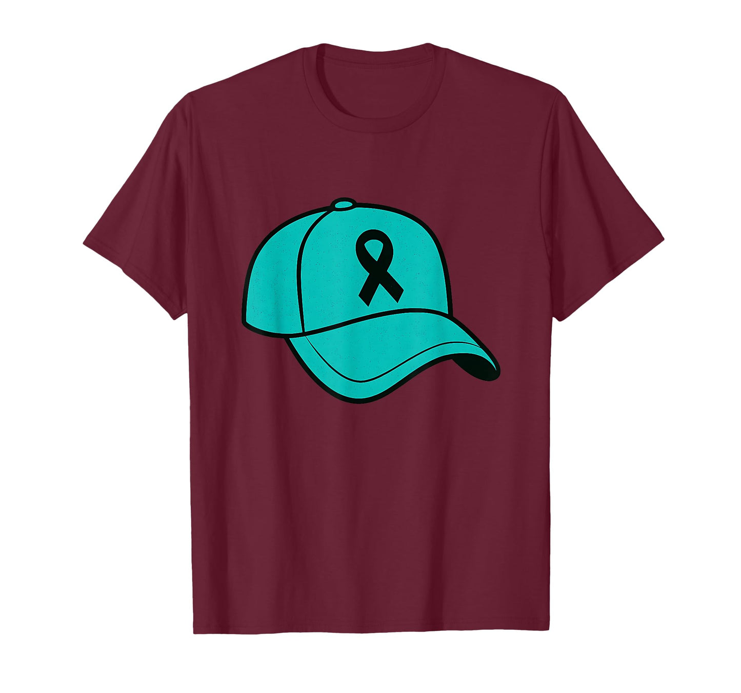 Teal Baseball Cap Graphic Men Women Ovarian Cancer Awareness T-Shirt