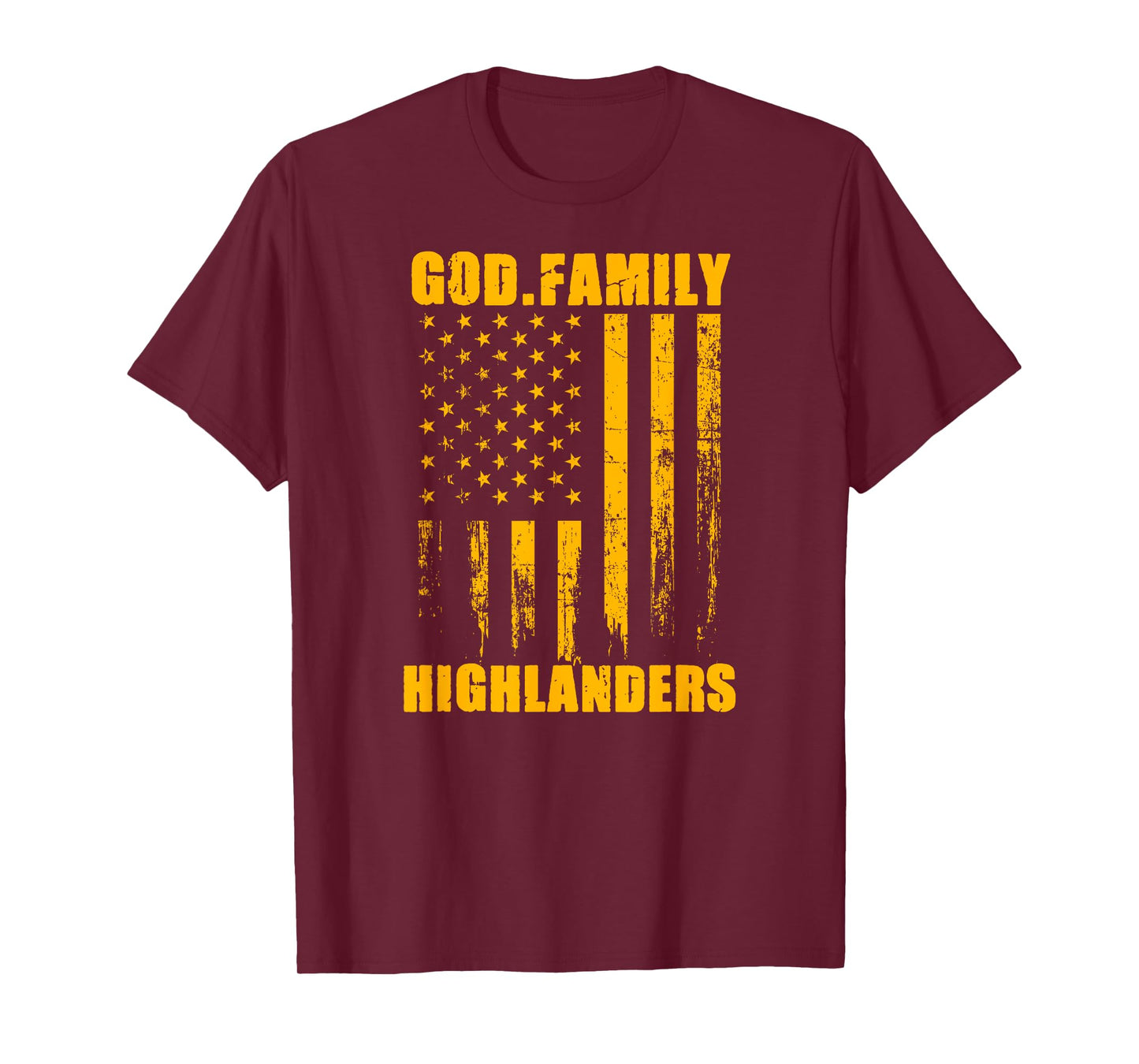 Glenvar Highlanders God. Family. Vintage USA Flag T-Shirt