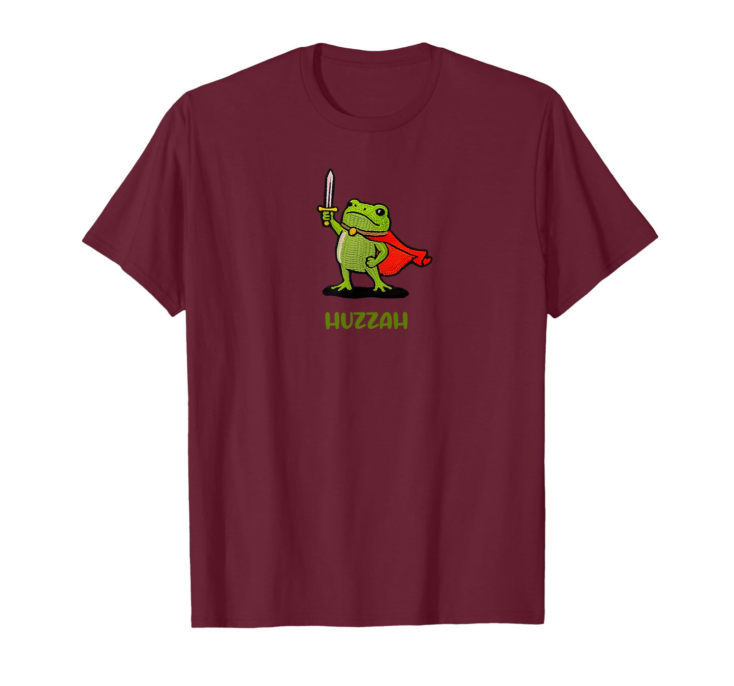 Funny Frog Knight with Sword Huzzah Quote Cute Fantasy Meme T-Shirt