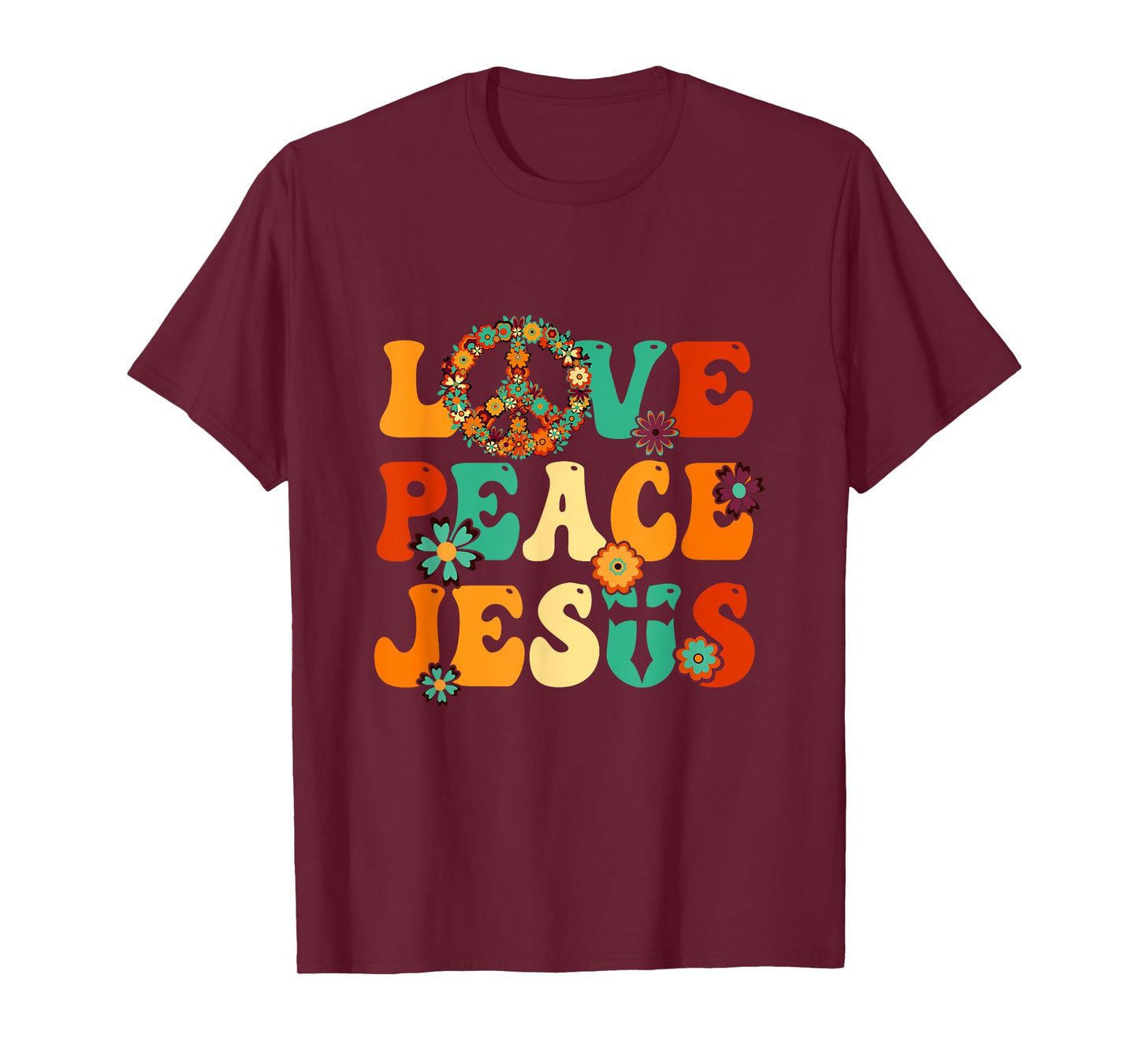 Love Peace Jesus Christian Fun 60S 70S Costume Groovy Hippie T-Shirt