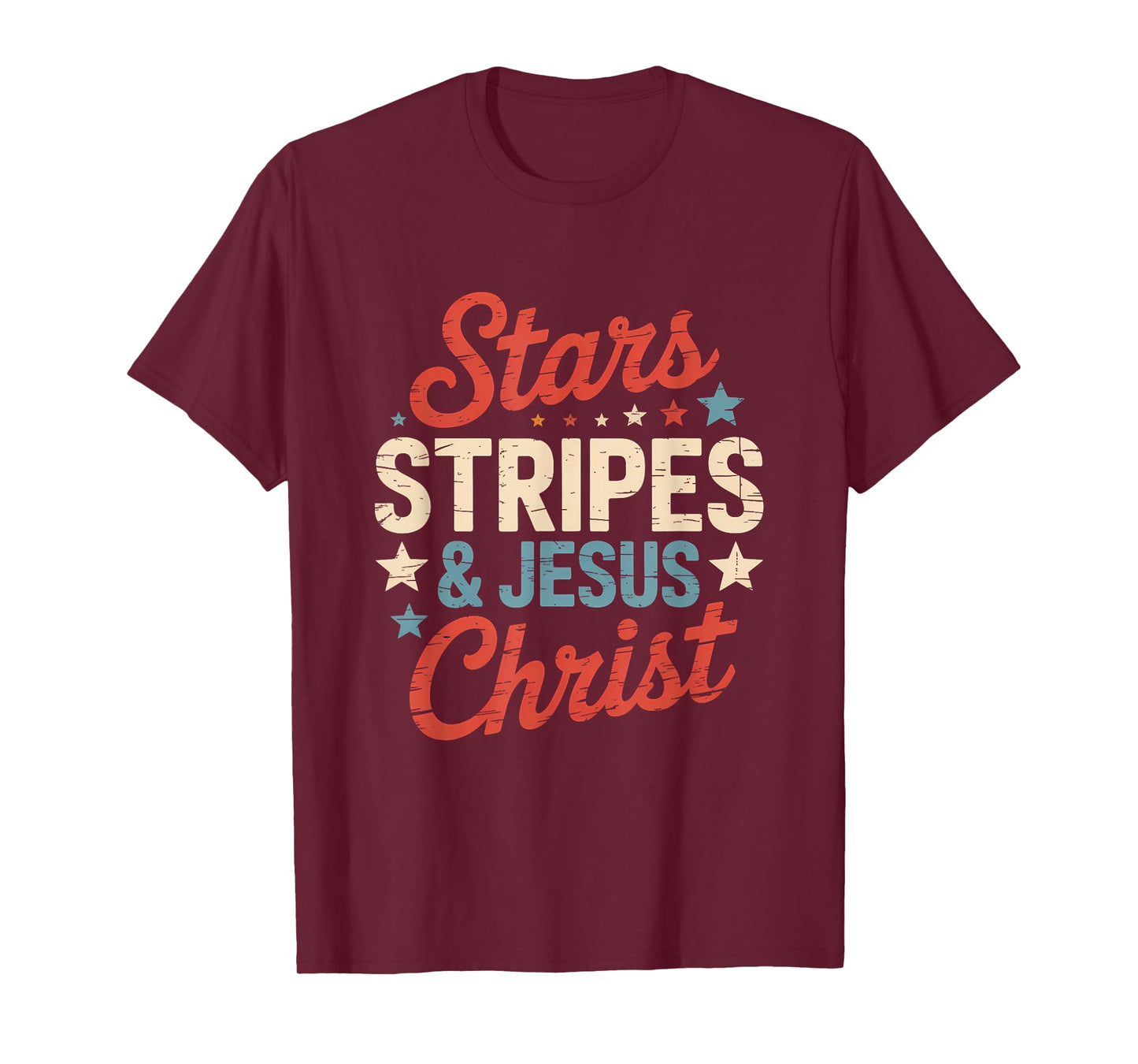 Stars & Stripes Jesus Christ 4th Of July Religious Christian T-Shirt