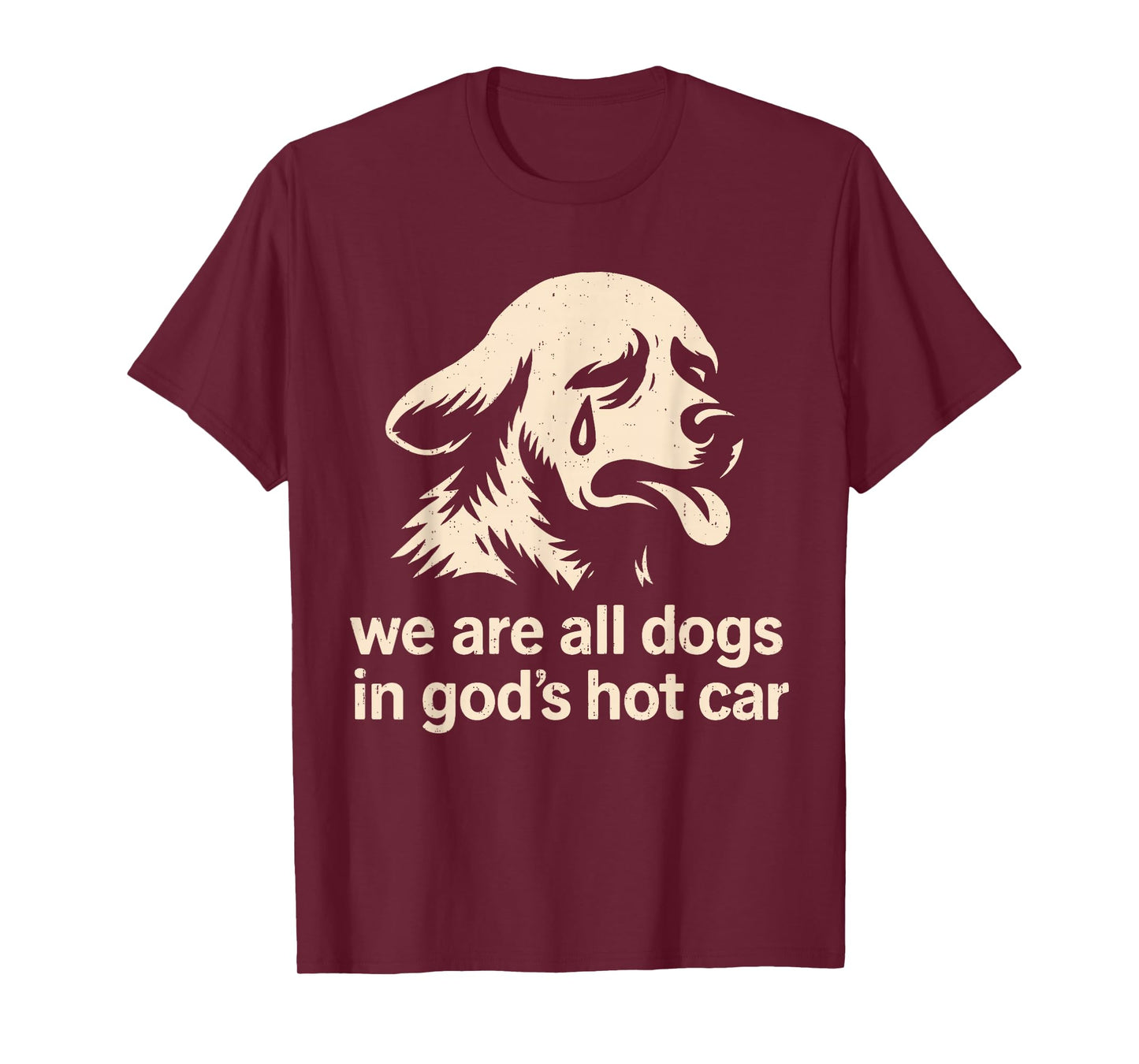 Funny We are All Dogs in God's Hot Car Sad Dog Genz Meme T-Shirt