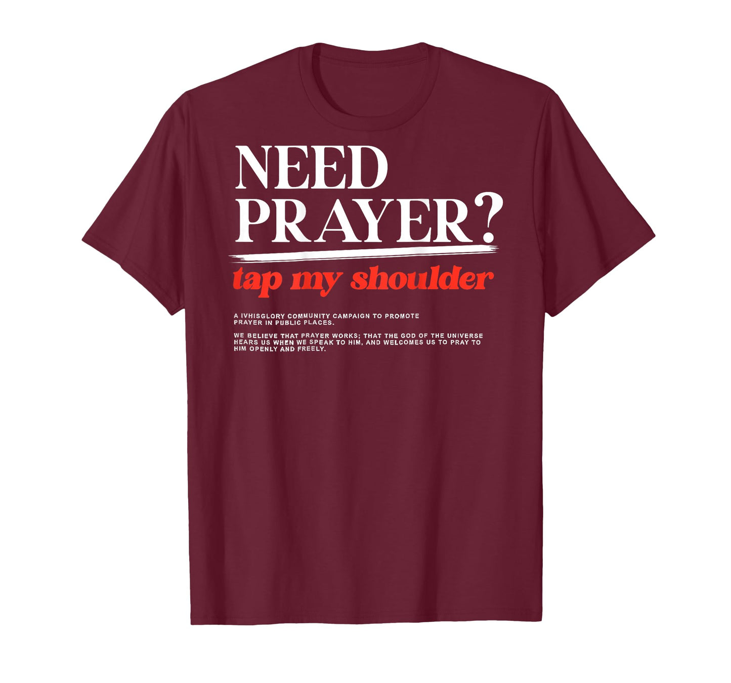 ON BACK Need Prayer Tap My Shoulder Men Women Christian T-Shirt