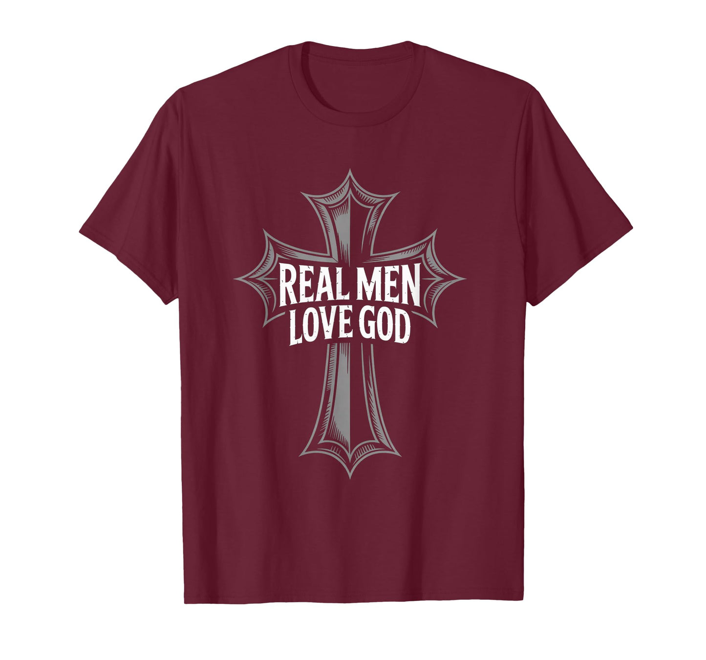 Christian Faith Real Men Love God Cross Design T-Shirt