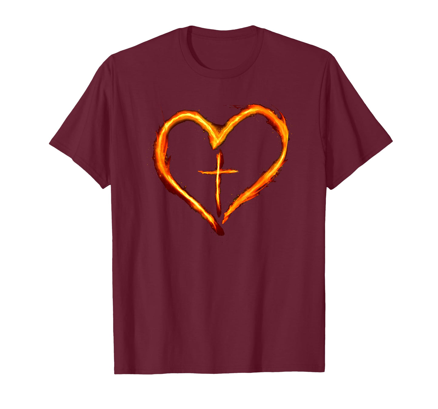Christian Cross Revival Heart Flame – Be on Fire for Jesus T-Shirt