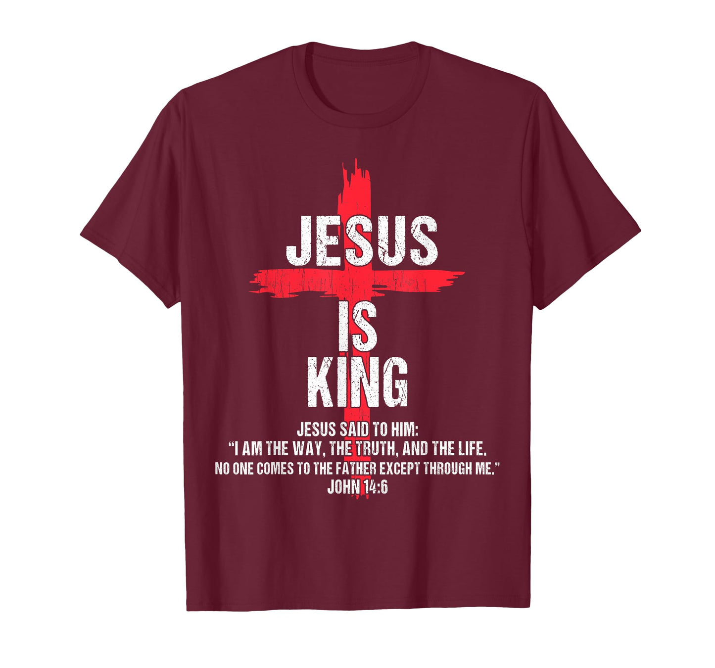 Kids Jesus Is King Christian-Shirt Boy Youth Religious Cross T-Shirt