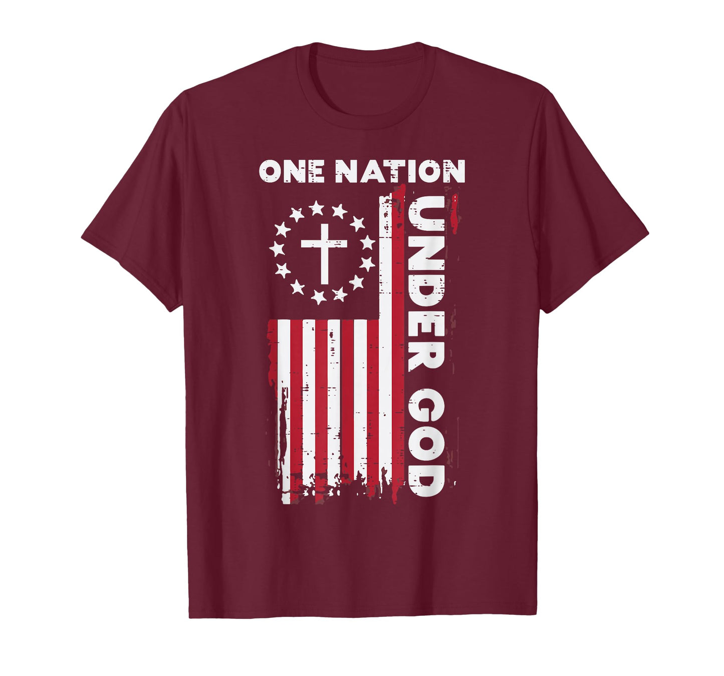 American Flag One Nation Under God 4th Of July Christian T-Shirt