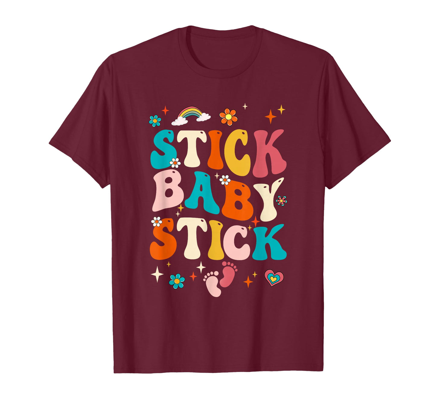 Stick Baby Stick Funny Ivf Transfer Day Ivf Couple Groovy T-Shirt