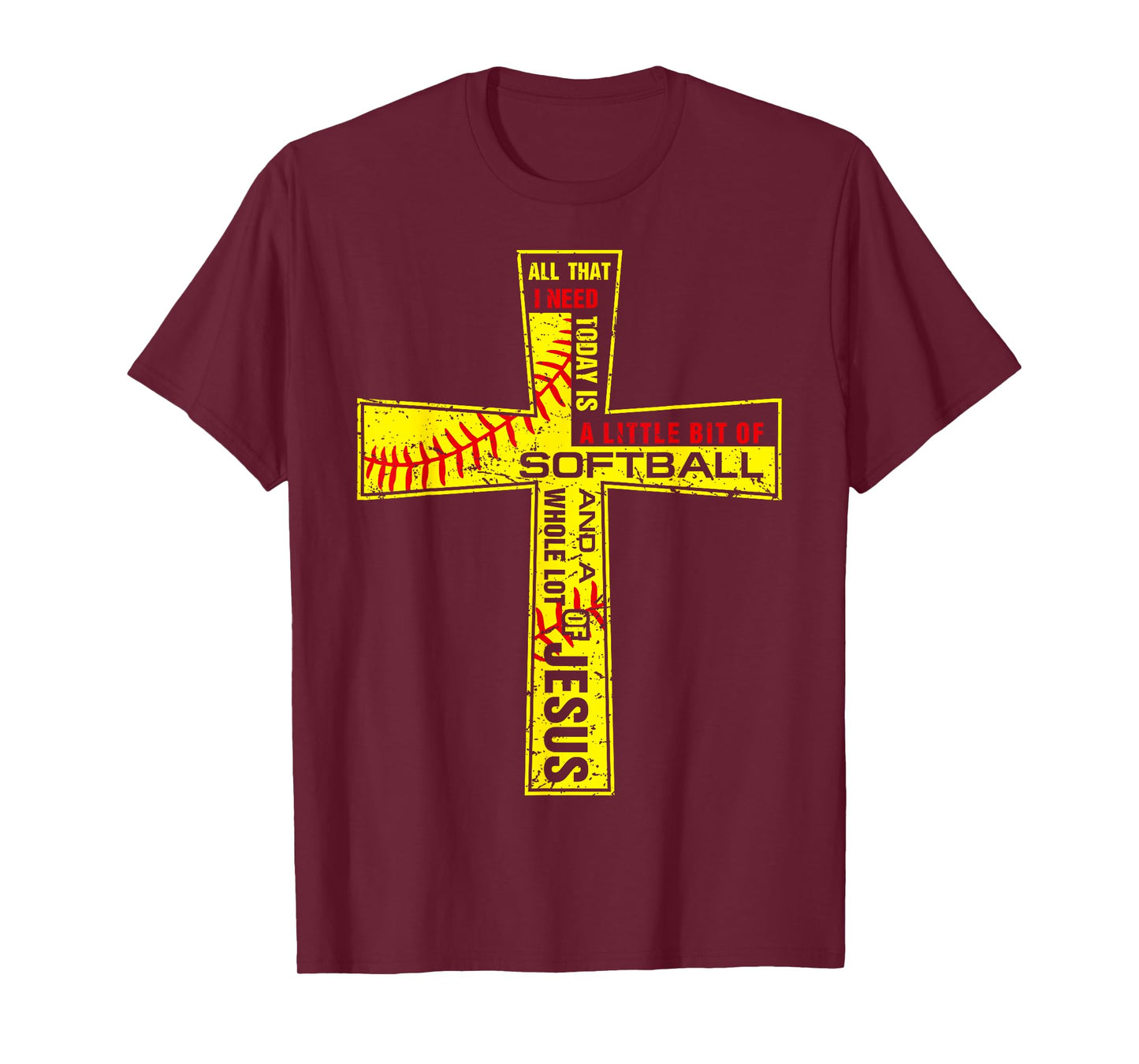 Softball Girl Christian Cross Faith I Need Softball & Jesus T-Shirt