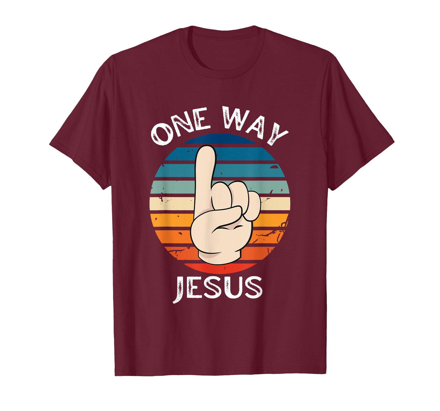 One Way Jesus People Christian Revolution Finger Up Retro T-Shirt