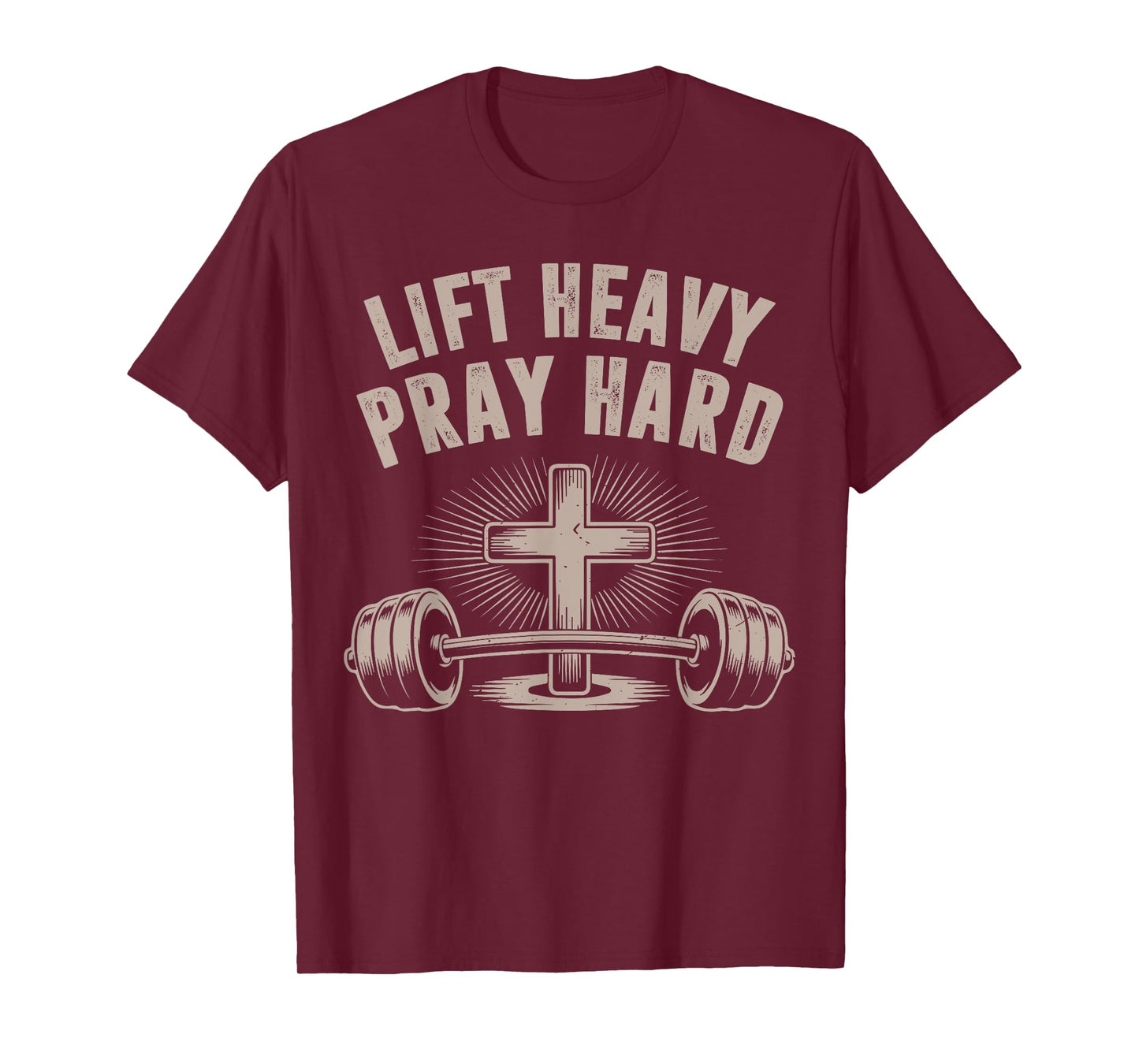 Men's Lift Heavy Pray Hard Funny Christian Jesus Gym Workout T-Shirt