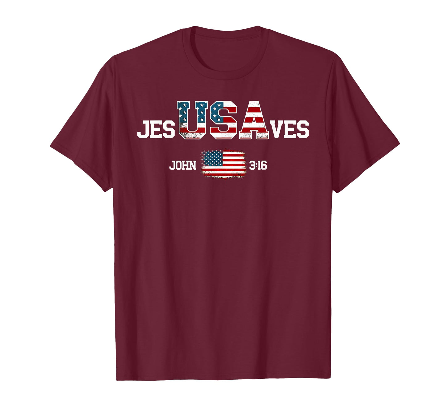 Jesus Saves USA American Flag Patriotic Christian 4th July T-Shirt