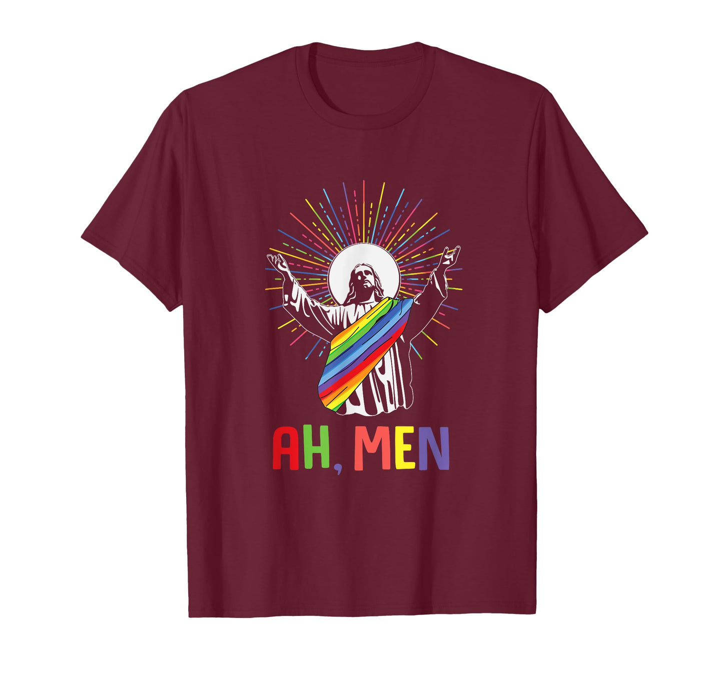 Ah Men Funny LGBTQ Jesus Gay Pride Month T-Shirt