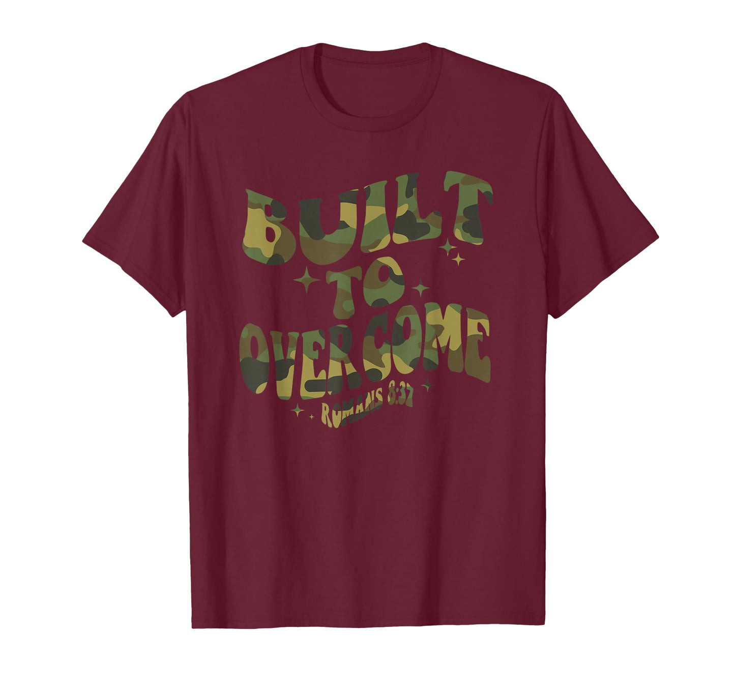 Built to Overcome Camo Scripture Christian Workout Faith Gym T-Shirt