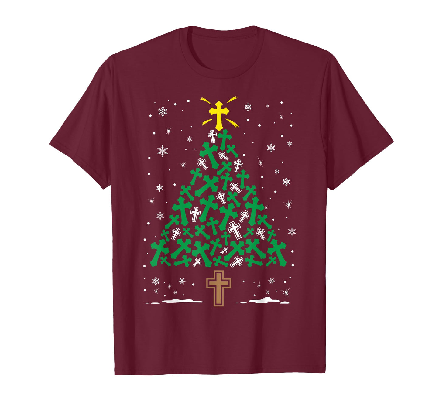 Faith Cross Christian Holiday Family Matching Christmas Tree T-Shirt