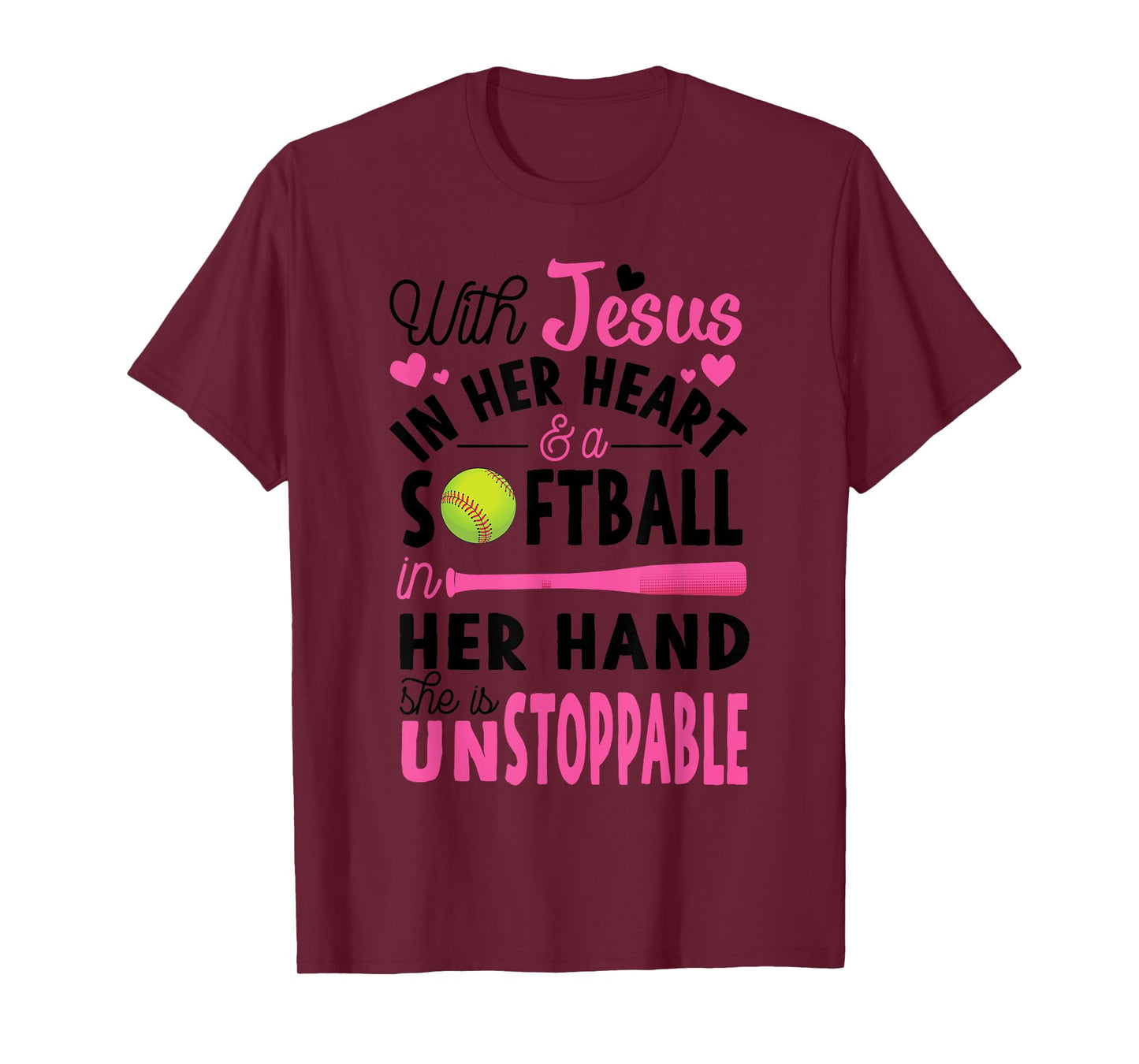 Jesus In Her Heart Softball Hand Funny Pitcher Gift For Her T-Shirt