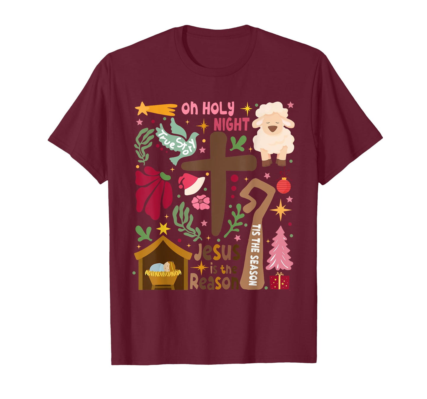 Jesus Is The Reason Christian Cross Christmas Xmas Pajamas T-Shirt