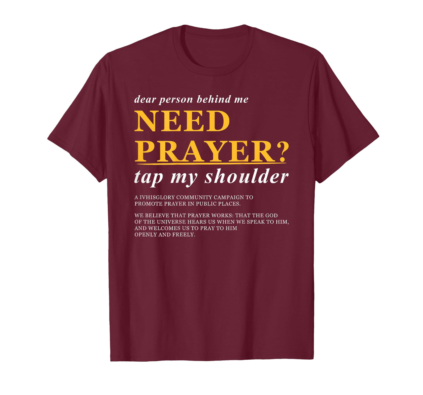Need Prayer Tap My Shoulder Funny Christian Bible Verse T-Shirt