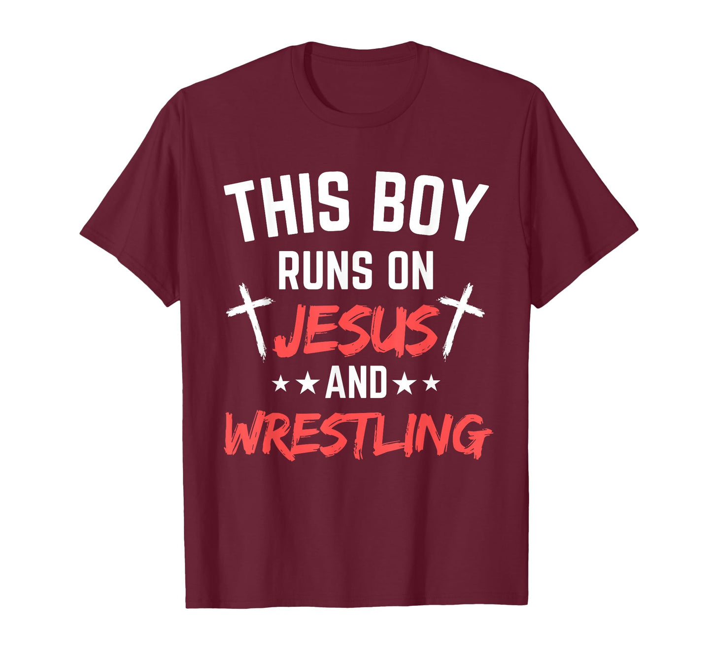 This Boy Runs On Jesus and Wrestling Christian Wrestler Boys T-Shirt