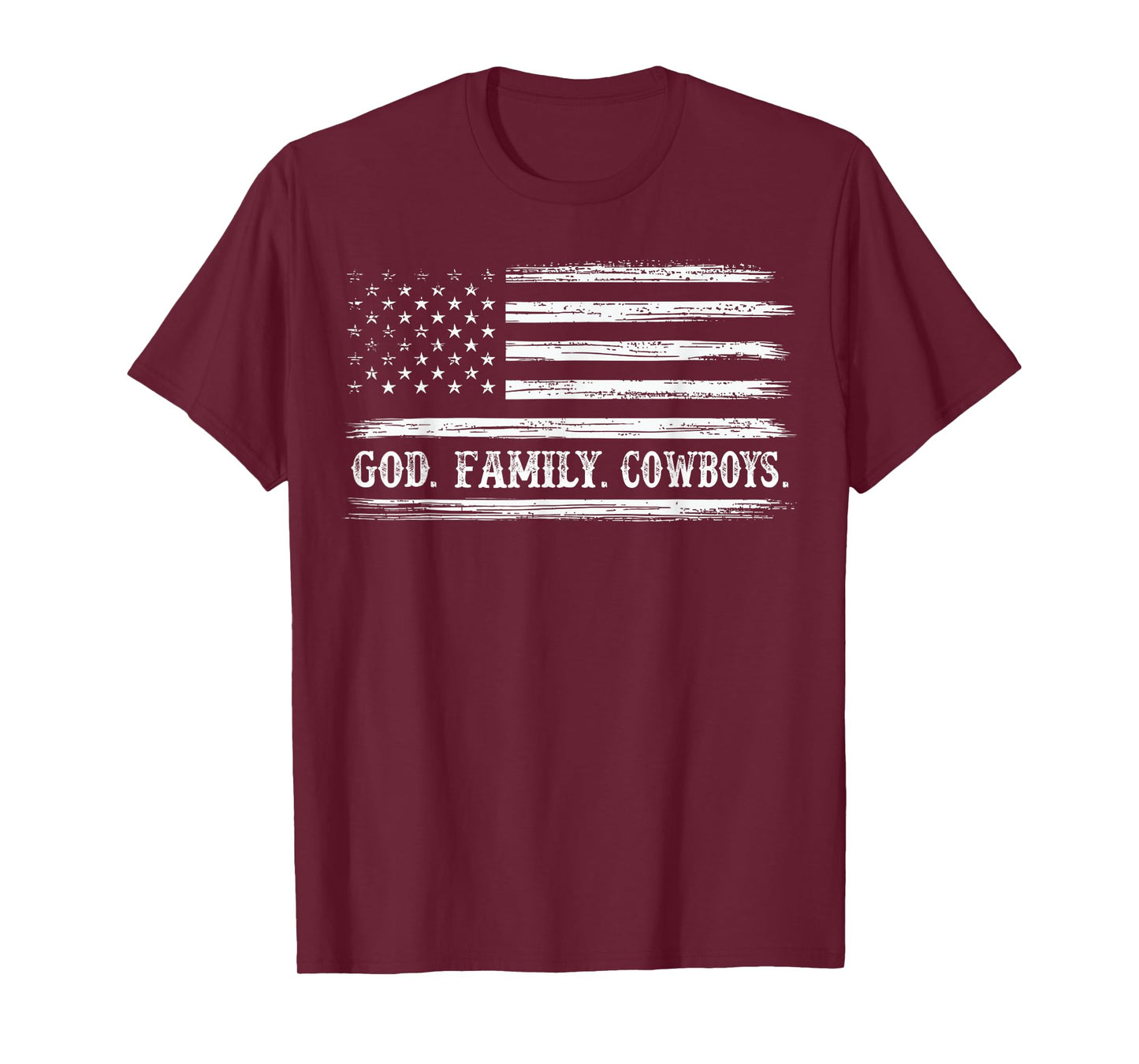 God First Family Second Then Cowboys. USA Flag Patriotic T-Shirt