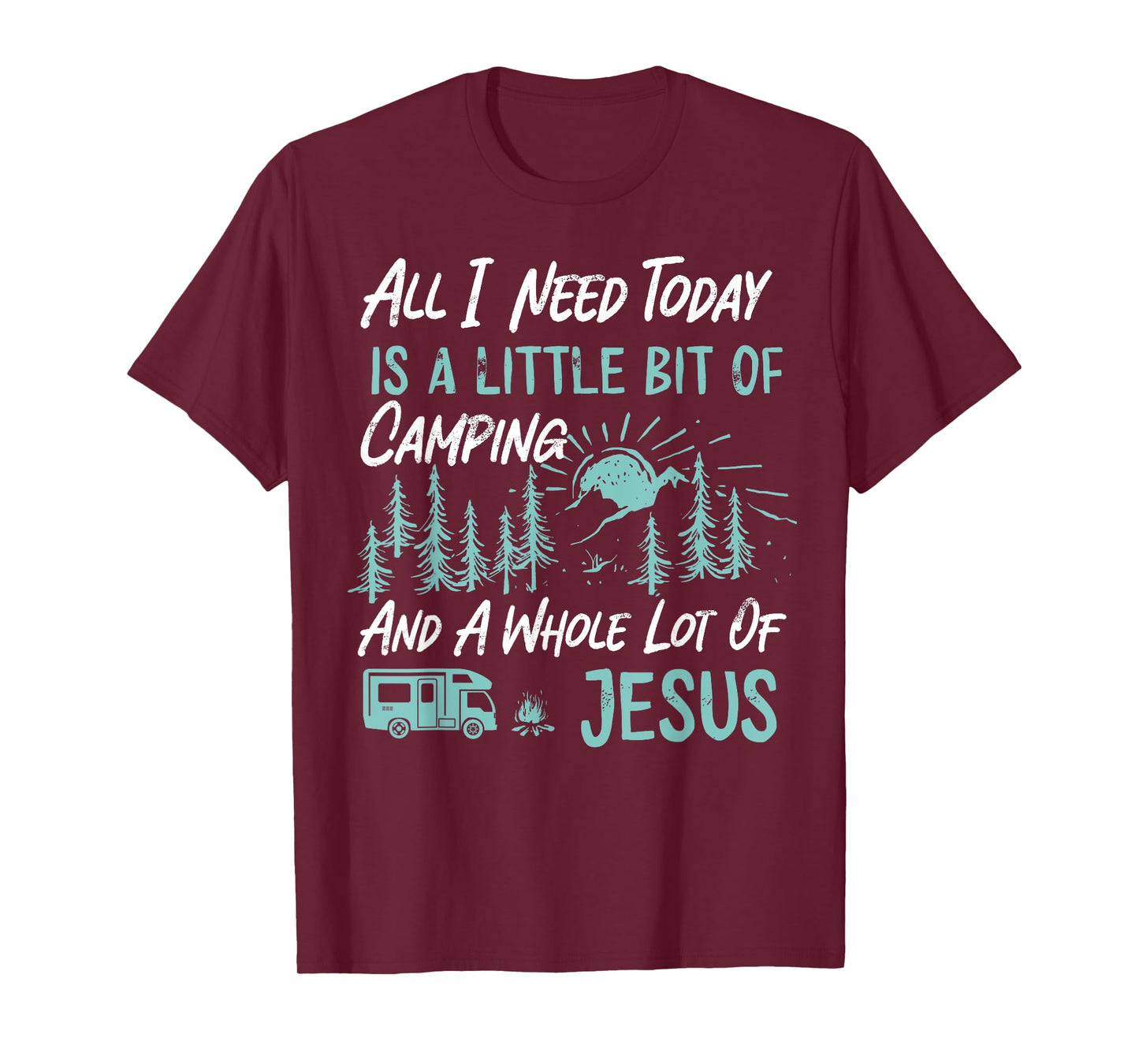 A Little Bit Of Camping And Jesus Motorhome Campervan T-Shirt